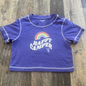 PLAYBOY Pacsun Purple Happy Camper Crop Top Shirt Women’s Size Small Rainbow